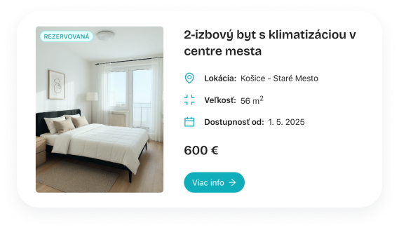 Ukážka ponuky bytu v aplikácii SNA